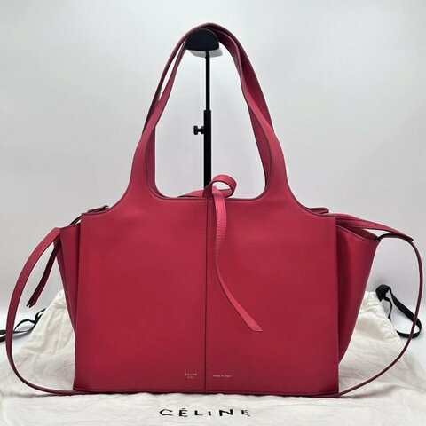 CELINE  trifold紅色金扣蝙蝠手提肩背腋下包 32*21*12 98新配件塵袋