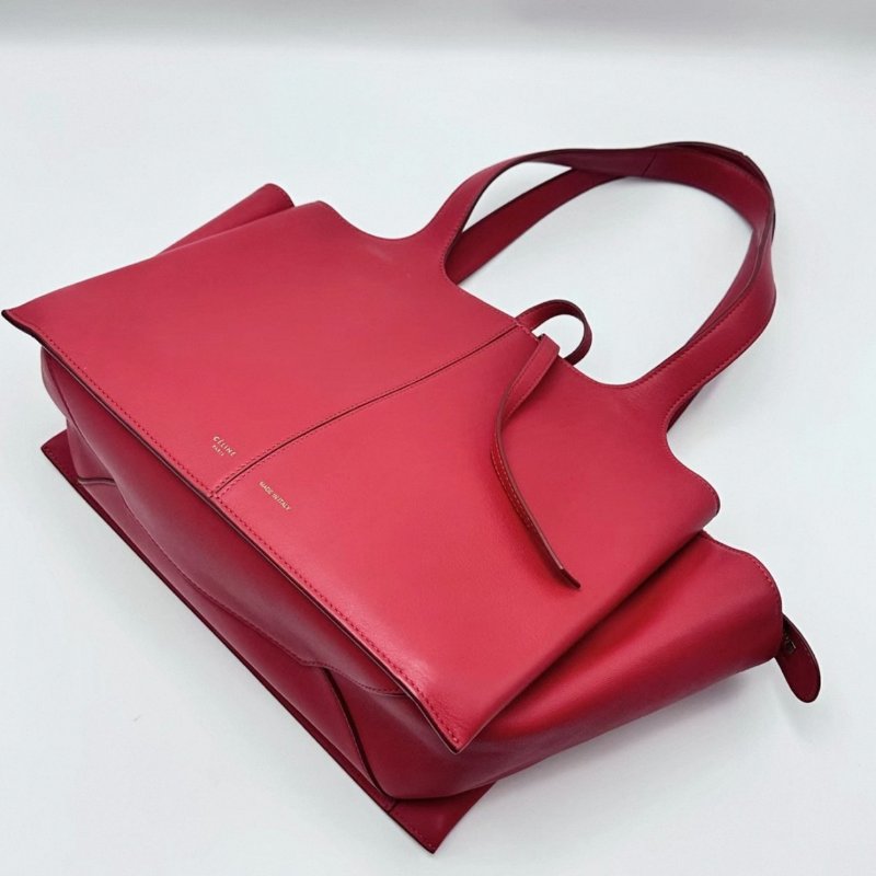 CELINE  trifold紅色金扣蝙蝠手提肩背腋下包 32*21*12 98新配件塵袋-2