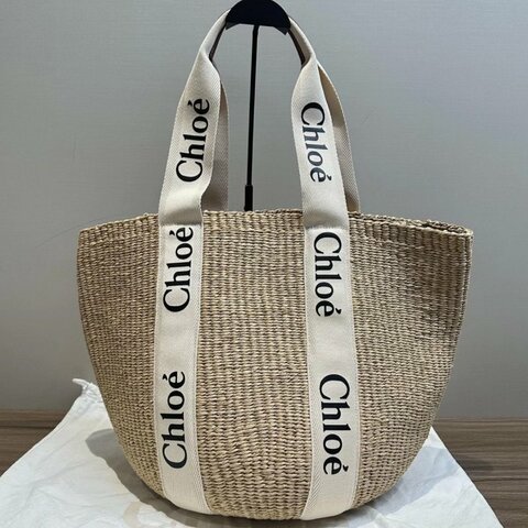 CHIOE Woody Logo緞帶編織菜籃子托特包 48*33*26 全新閒置配件塵袋