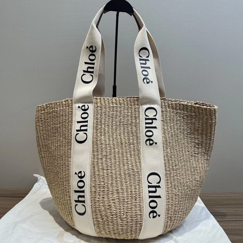 CHIOE Woody Logo緞帶編織菜籃子托特包 48*33*26 全新閒置配件塵袋-0