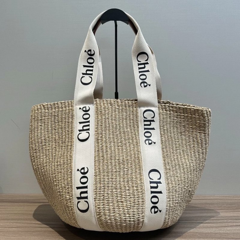 CHIOE Woody Logo緞帶編織菜籃子托特包 48*33*26 全新閒置配件塵袋-3