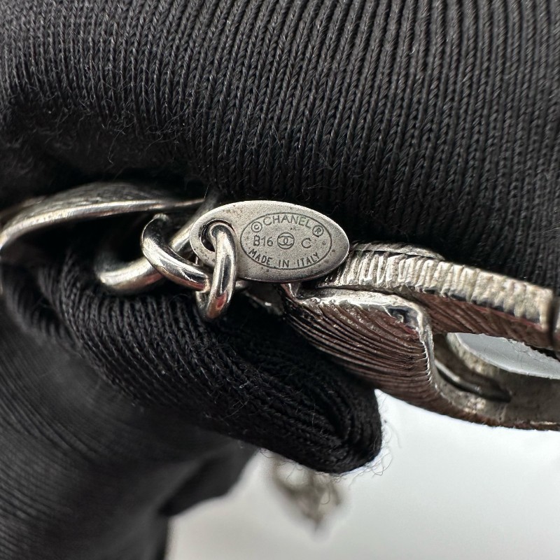 Chanel 雙C滿鑽項鍊  麻花拉絲紋理 長50cm-4