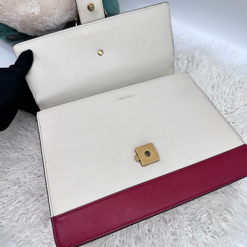 Gucci 白色拼色竹節手提包 肩背包-6