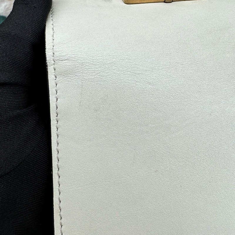 Gucci 白色拼色竹節手提包 肩背包-10