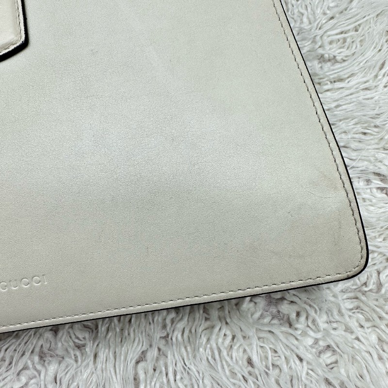 Gucci 白色拼色竹節手提包 肩背包-12