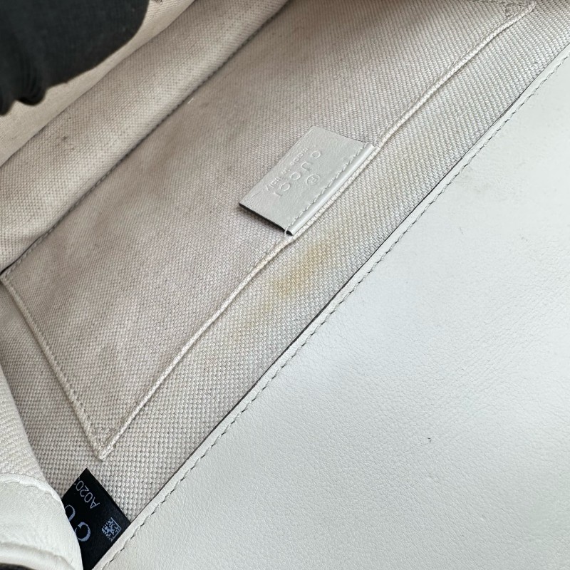 Gucci 白色拼色竹節手提包 肩背包-15