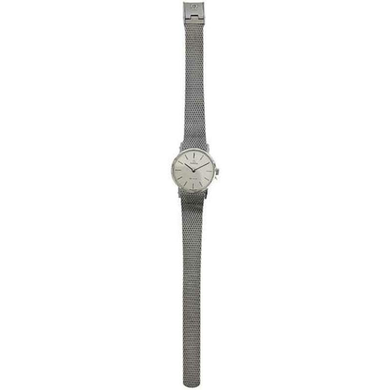 歐米茄碟飛系列腕錶 f-24296，銀色，女士，不銹鋼，手動上鍊，網狀錶帶，銀色錶盤，模擬指針，滑動錶扣。-2
