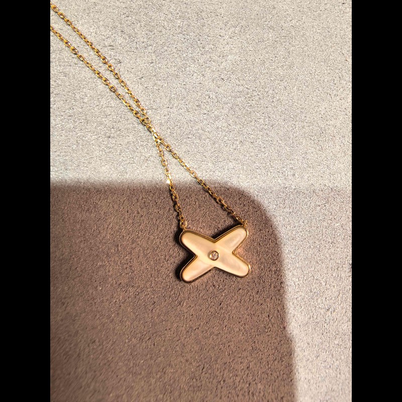 Chaumet Jeux de Lines 緣系一生項鍊 玫瑰金白貝母中心鑲一顆鑽-2