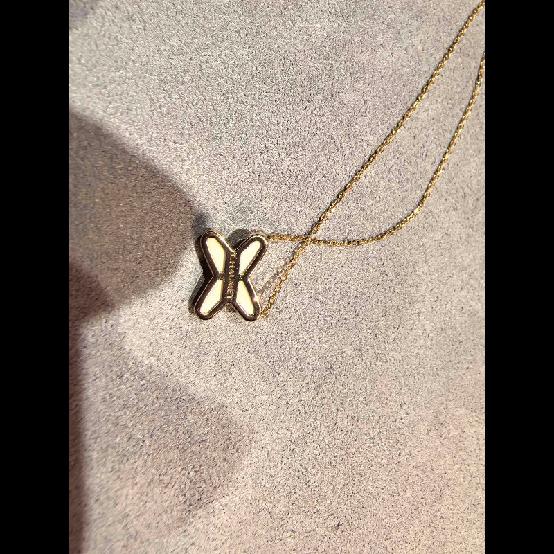 Chaumet Jeux de Lines 緣系一生項鍊 玫瑰金白貝母中心鑲一顆鑽-3