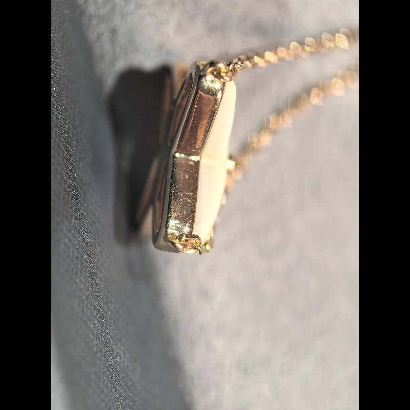 Chaumet Jeux de Lines 緣系一生項鍊 玫瑰金白貝母中心鑲一顆鑽-5