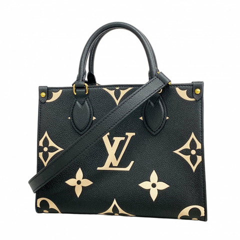 路易威登 Monogram Empreinte 雙色 On-the-Go PM 手提包 M45659 黑色/米色 女士兩用包 P1668730