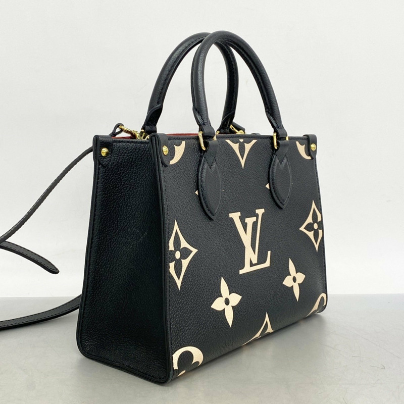 路易威登 Monogram Empreinte 雙色 On-the-Go PM 手提包 M45659 黑色/米色 女士兩用包 P1668730-1