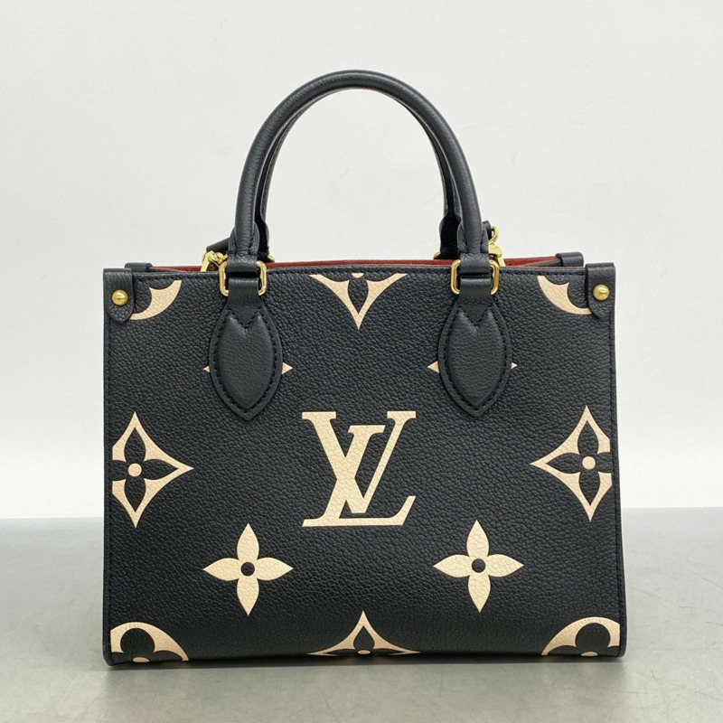 路易威登 Monogram Empreinte 雙色 On-the-Go PM 手提包 M45659 黑色/米色 女士兩用包 P1668730-11