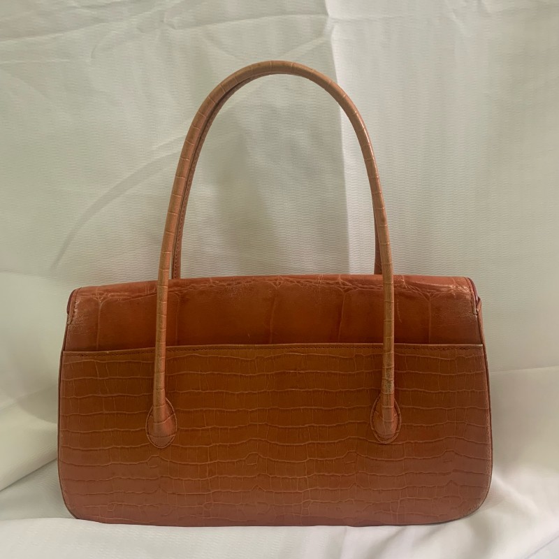 Givenchy 橘色鱷壓紋 手提包 底長31cm-1