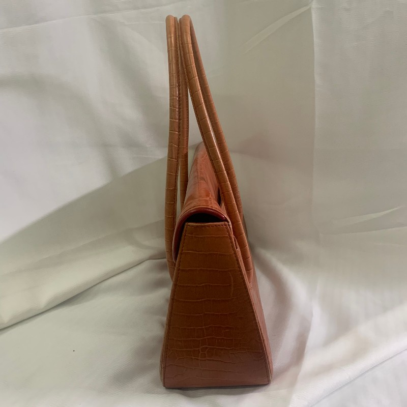 Givenchy 橘色鱷壓紋 手提包 底長31cm-2