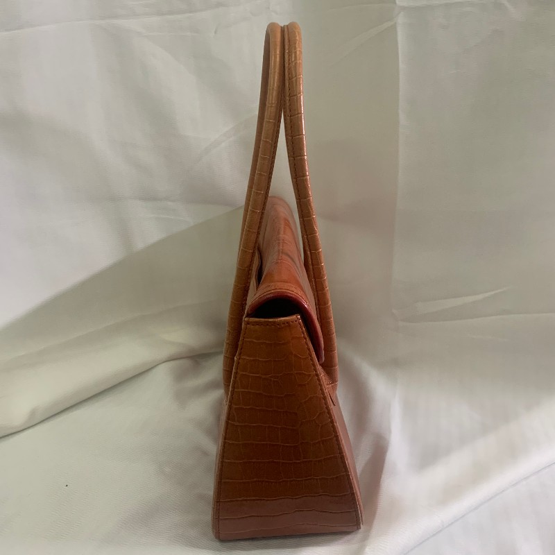 Givenchy 橘色鱷壓紋 手提包 底長31cm-3