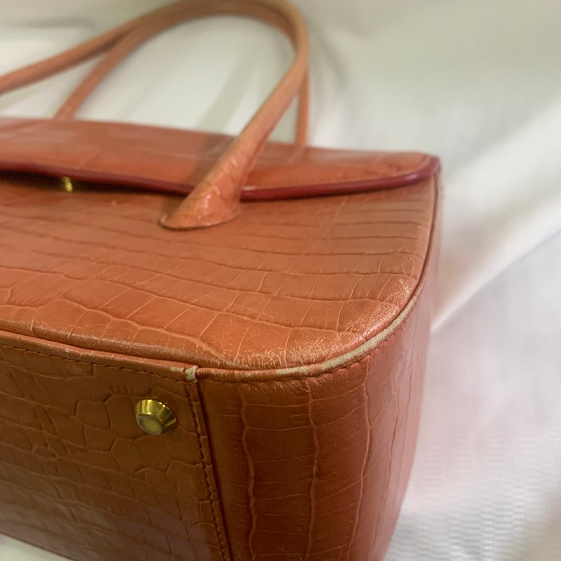 Givenchy 橘色鱷壓紋 手提包 底長31cm-5