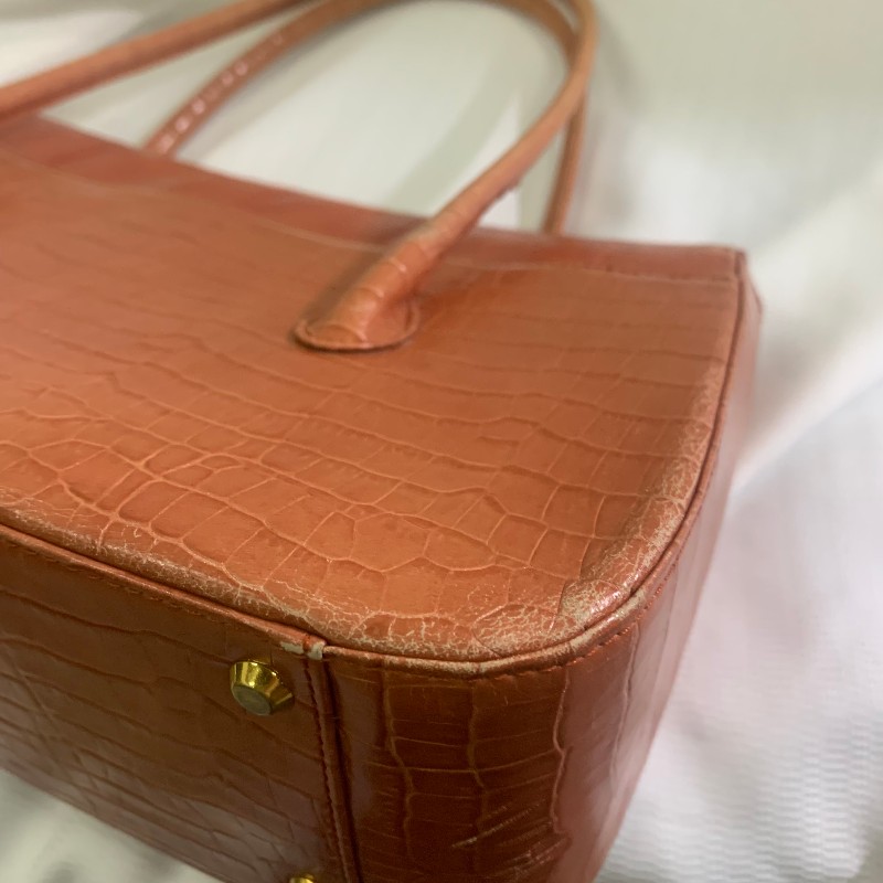 Givenchy 橘色鱷壓紋 手提包 底長31cm-6