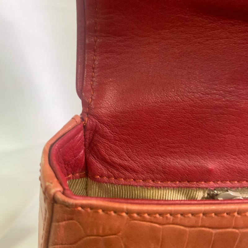 Givenchy 橘色鱷壓紋 手提包 底長31cm-10