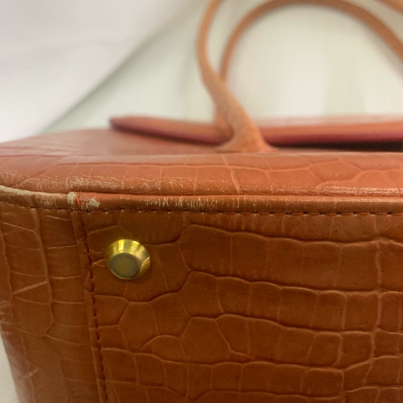 Givenchy 橘色鱷壓紋 手提包 底長31cm-12