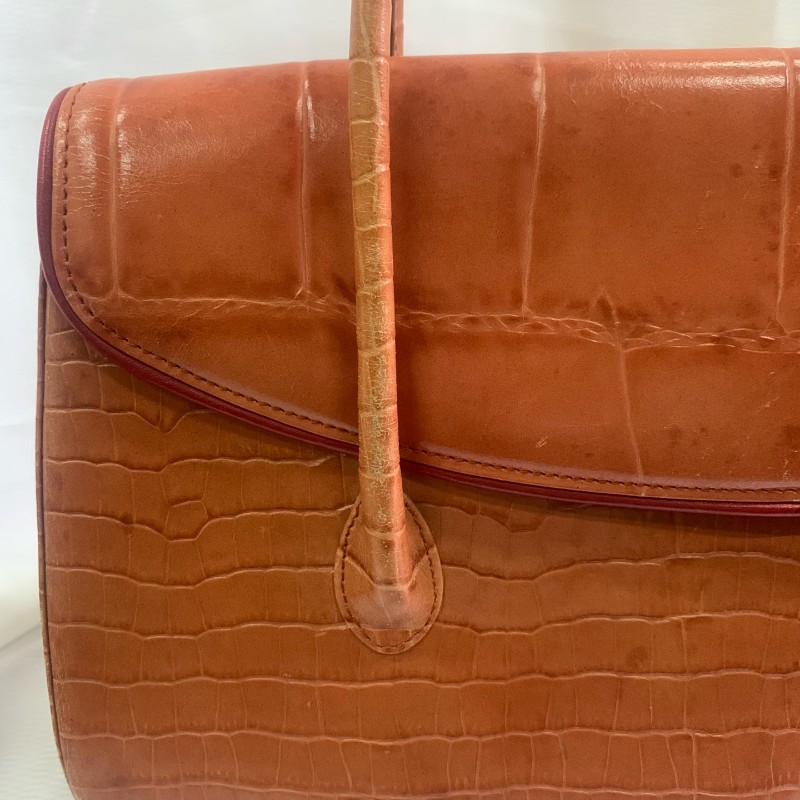 Givenchy 橘色鱷壓紋 手提包 底長31cm-13