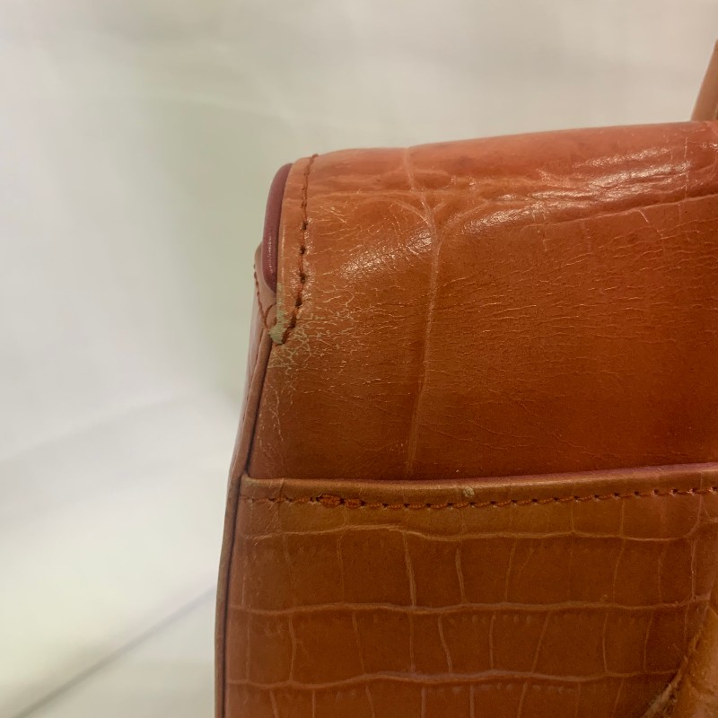 Givenchy 橘色鱷壓紋 手提包 底長31cm-15