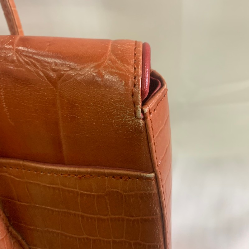 Givenchy 橘色鱷壓紋 手提包 底長31cm-16