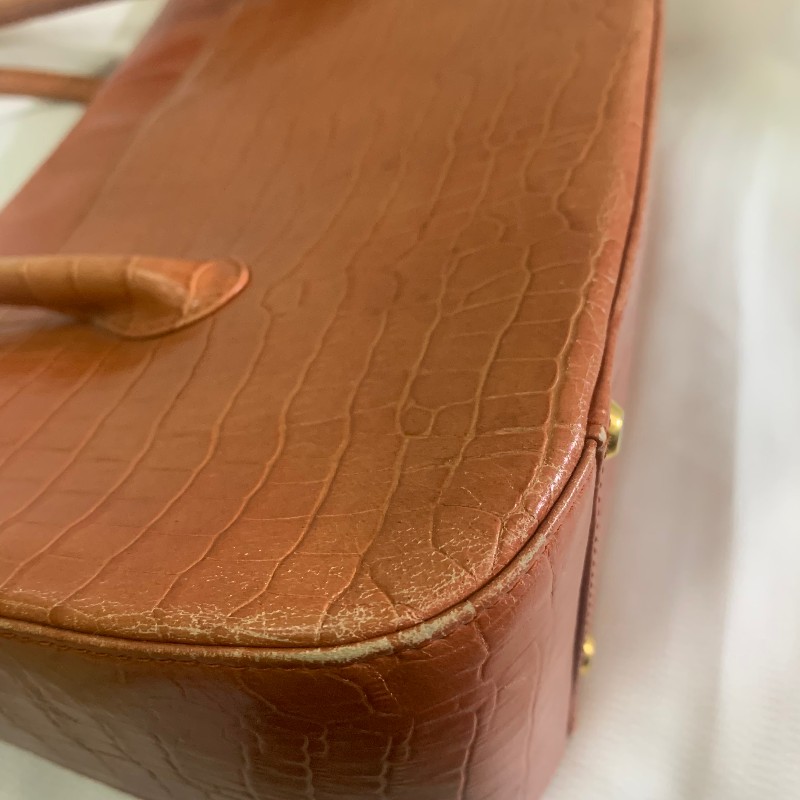 Givenchy 橘色鱷壓紋 手提包 底長31cm-18