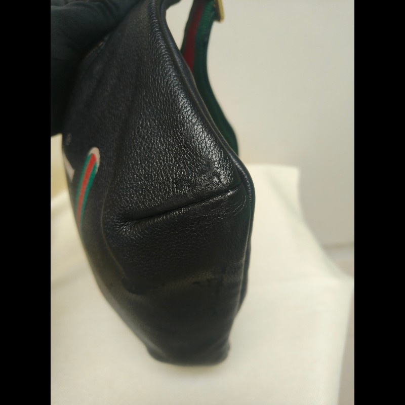 ㊣✨GUCCI✨古馳 黑色 經典 印花 皮革 綠紅綠織帶 男女同款 腰包 胸包/雙G/二手包/保證正品🌳二手樹屋🌳-6