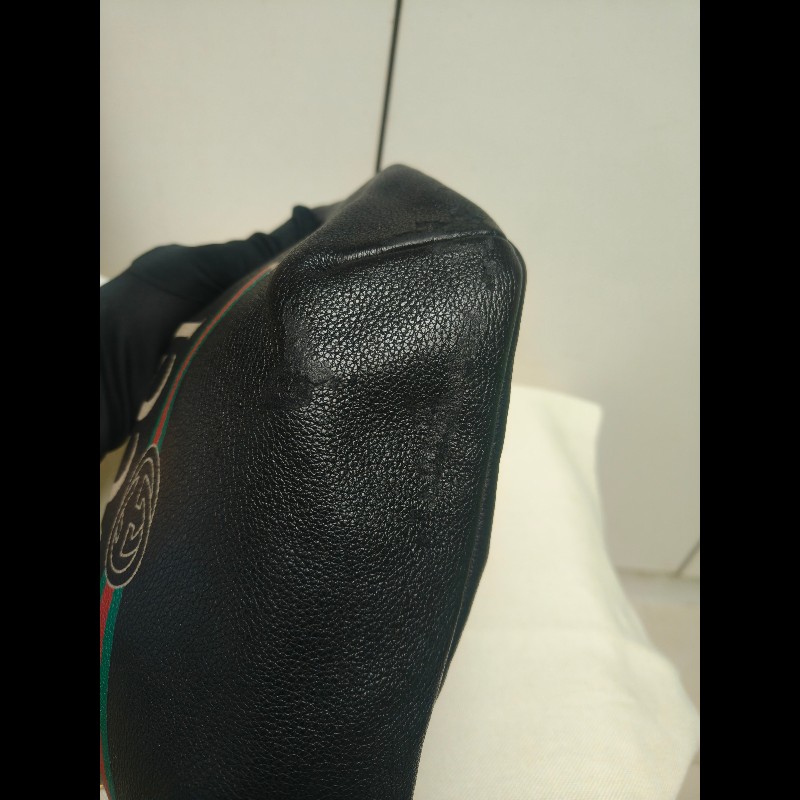 ㊣✨GUCCI✨古馳 黑色 經典 印花 皮革 綠紅綠織帶 男女同款 腰包 胸包/雙G/二手包/保證正品🌳二手樹屋🌳-17