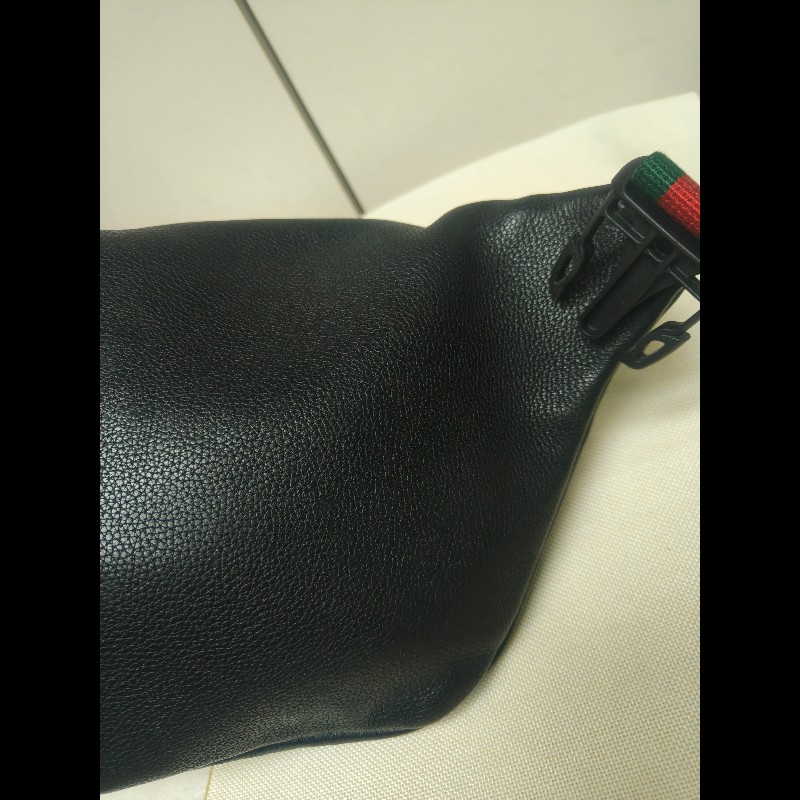 ㊣✨GUCCI✨古馳 黑色 經典 印花 皮革 綠紅綠織帶 男女同款 腰包 胸包/雙G/二手包/保證正品🌳二手樹屋🌳-19