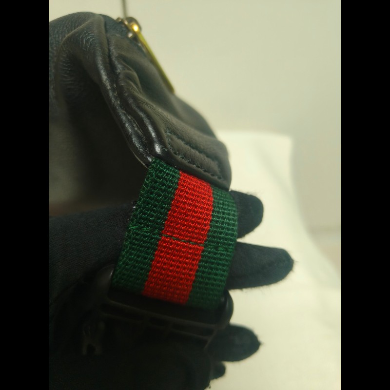 ㊣✨GUCCI✨古馳 黑色 經典 印花 皮革 綠紅綠織帶 男女同款 腰包 胸包/雙G/二手包/保證正品🌳二手樹屋🌳-21