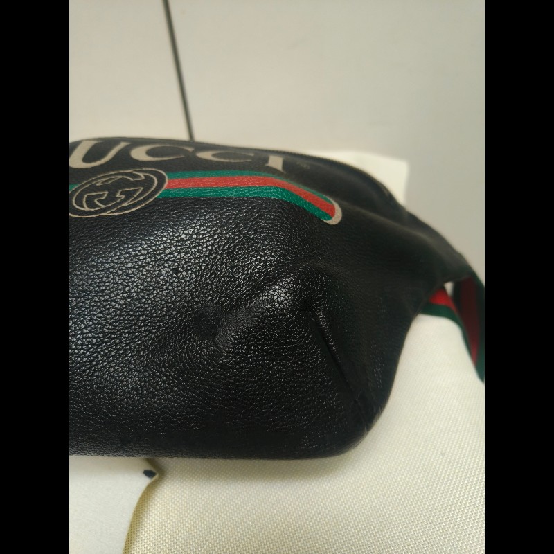 ㊣✨GUCCI✨古馳 黑色 經典 印花 皮革 綠紅綠織帶 男女同款 腰包 胸包/雙G/二手包/保證正品🌳二手樹屋🌳-26