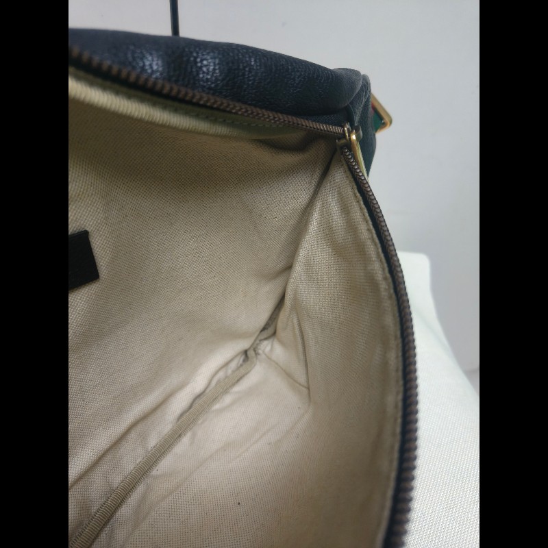 ㊣✨GUCCI✨古馳 黑色 經典 印花 皮革 綠紅綠織帶 男女同款 腰包 胸包/雙G/二手包/保證正品🌳二手樹屋🌳-28