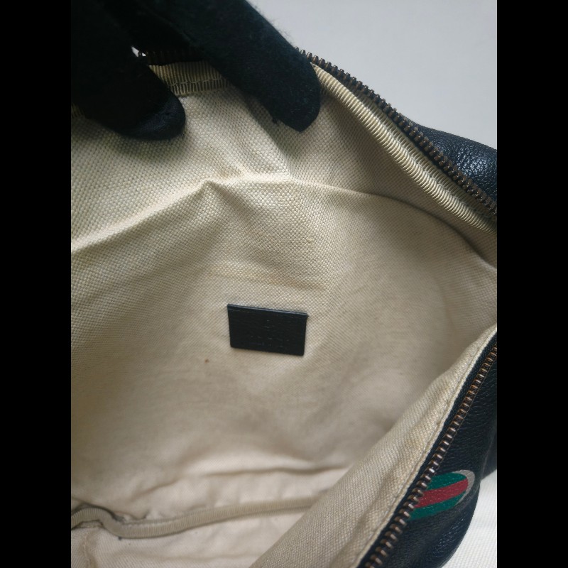 ㊣✨GUCCI✨古馳 黑色 經典 印花 皮革 綠紅綠織帶 男女同款 腰包 胸包/雙G/二手包/保證正品🌳二手樹屋🌳-31