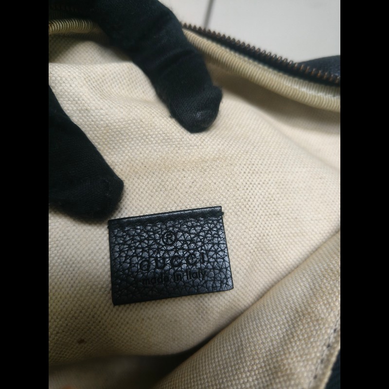 ㊣✨GUCCI✨古馳 黑色 經典 印花 皮革 綠紅綠織帶 男女同款 腰包 胸包/雙G/二手包/保證正品🌳二手樹屋🌳-32