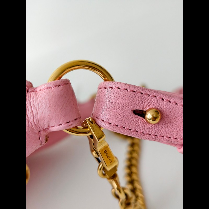 Gucci 淺粉色牛皮 小號 手提包 肩背包-10