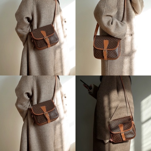 Celine 凱旋門老花馬鞍包 斜挎包