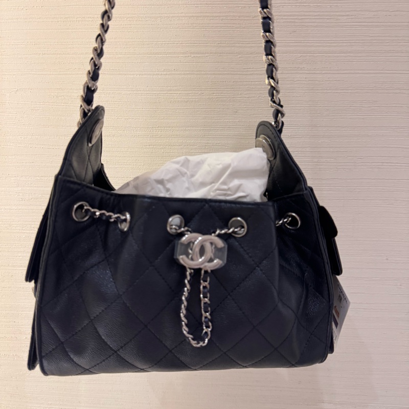 Chanel香奈兒26C春夏限定深藍銀扣迷你mini25bag-0