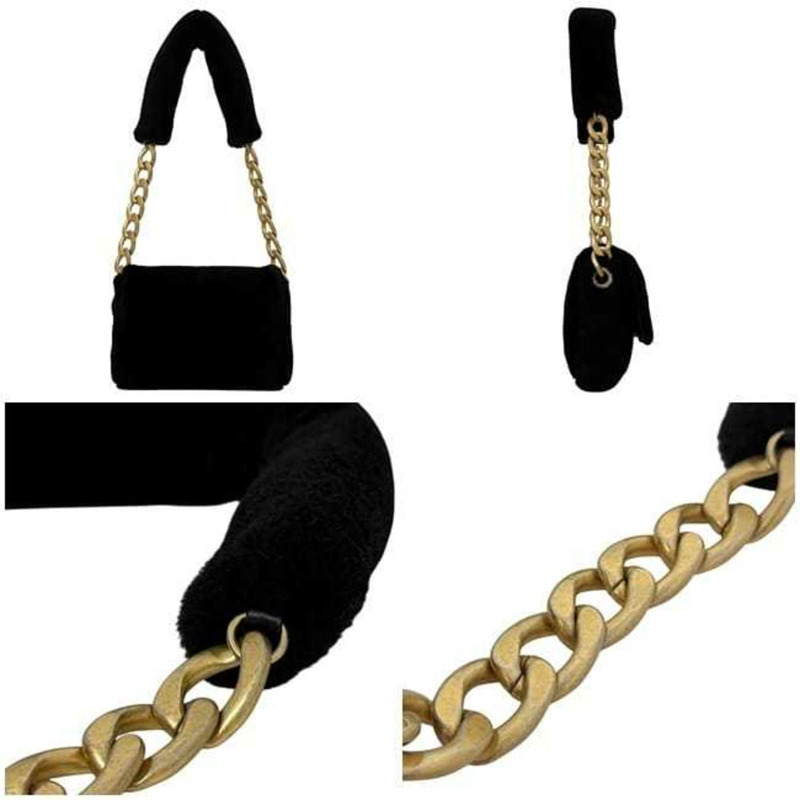 香奈兒 f-24441 黑色絎縫肩背包,30 系列,毛皮,Coco 標誌,翻蓋,旋扣,單鏈女士包,30162234-2