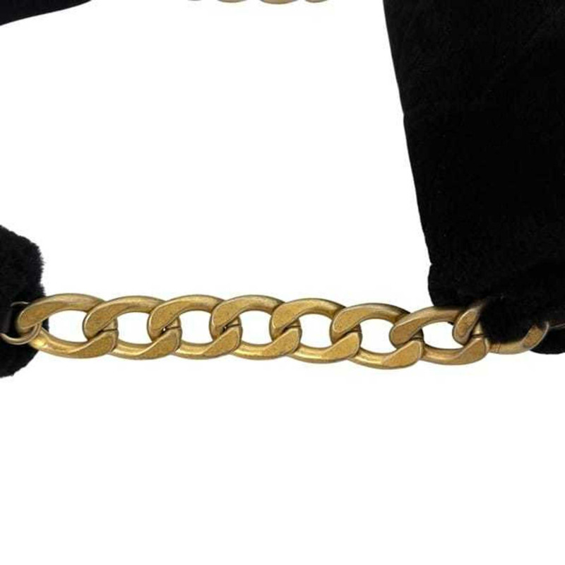 香奈兒 f-24441 黑色絎縫肩背包,30 系列,毛皮,Coco 標誌,翻蓋,旋扣,單鏈女士包,30162234-10