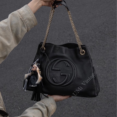 99新🈶購證❤️ gucci #黑金 #荔枝牛皮 #托特包 #soho