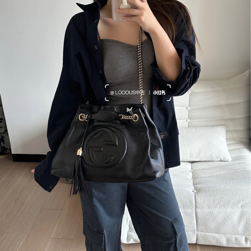 99新🈶購證❤️ gucci #黑金 #荔枝牛皮 #托特包 #soho-5