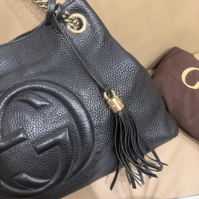 99新🈶購證❤️ gucci #黑金 #荔枝牛皮 #托特包 #soho-11