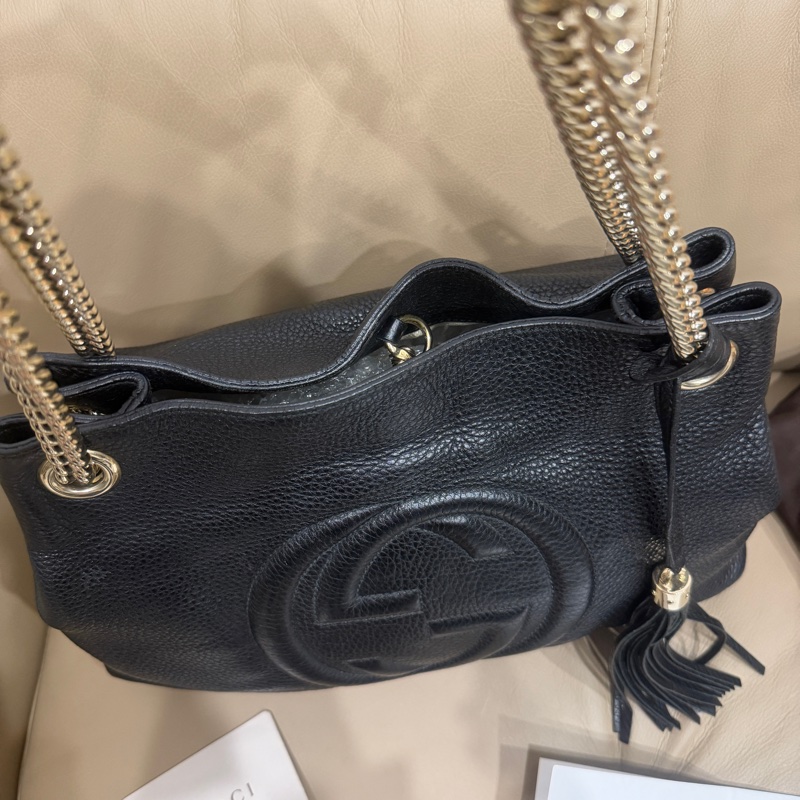 99新🈶購證❤️ gucci #黑金 #荔枝牛皮 #托特包 #soho-12
