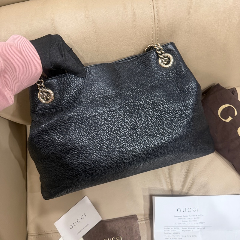 99新🈶購證❤️ gucci #黑金 #荔枝牛皮 #托特包 #soho-14