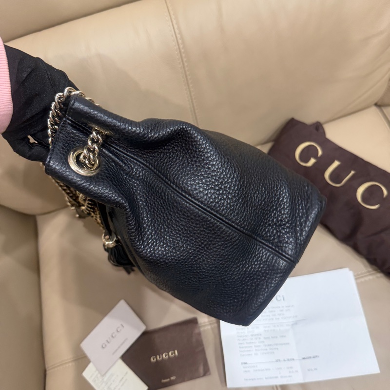 99新🈶購證❤️ gucci #黑金 #荔枝牛皮 #托特包 #soho-15