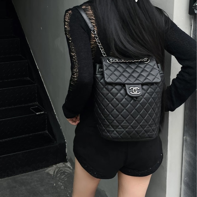 99新🌟大全配🈶購證❤️ #香奈兒 #黑銀 #薩爾茲堡 #後背包 #雙肩包-0