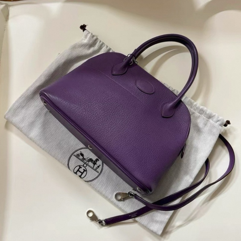 Hermes bolide 27 山羊皮银扣 紫色-1