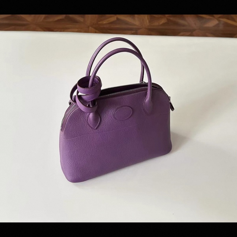 Hermes bolide 27 山羊皮银扣 紫色-2